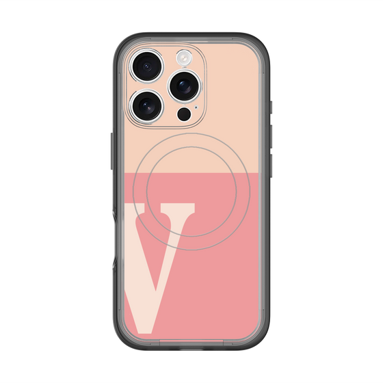 スリムプロテクションプレミアムケース with MagSafe［ オリジナル - initial two tone - V pink ］