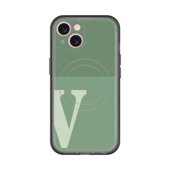 スリムプロテクションプレミアムケース with MagSafe［ オリジナル - initial two tone - V green ］
