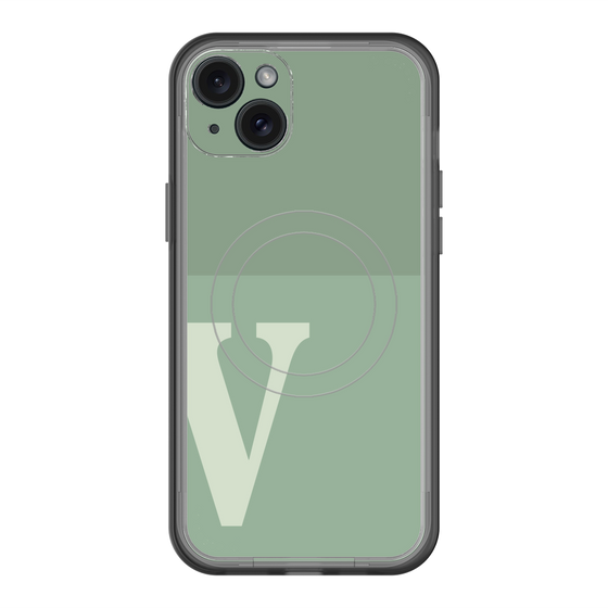 スリムプロテクションプレミアムケース with MagSafe［ オリジナル - initial two tone - V green ］