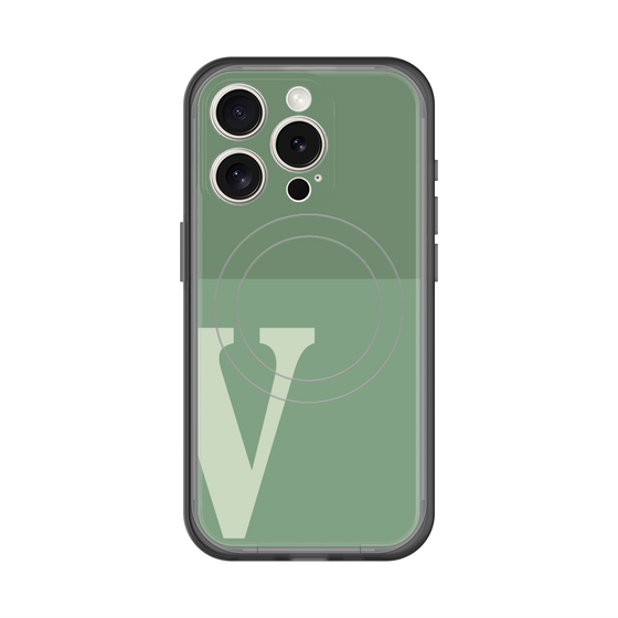スリムプロテクションプレミアムケース with MagSafe［ オリジナル - initial two tone - V green ］
