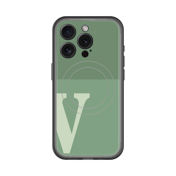 スリムプロテクションプレミアムケース with MagSafe［ オリジナル - initial two tone - V green ］