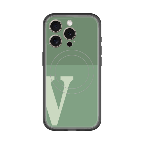 スリムプロテクションプレミアムケース with MagSafe［ オリジナル - initial two tone - V green ］