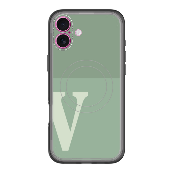 スリムプロテクションプレミアムケース with MagSafe［ オリジナル - initial two tone - V green ］