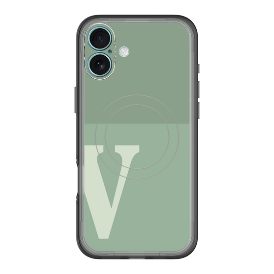 スリムプロテクションプレミアムケース with MagSafe［ オリジナル - initial two tone - V green ］