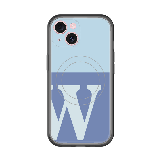 スリムプロテクションプレミアムケース with MagSafe［ オリジナル - initial two tone - W blue ］
