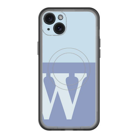 スリムプロテクションプレミアムケース with MagSafe［ オリジナル - initial two tone - W blue ］