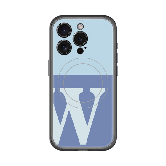 スリムプロテクションプレミアムケース with MagSafe［ オリジナル - initial two tone - W blue ］