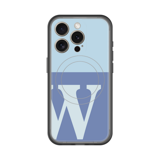 スリムプロテクションプレミアムケース with MagSafe［ オリジナル - initial two tone - W blue ］