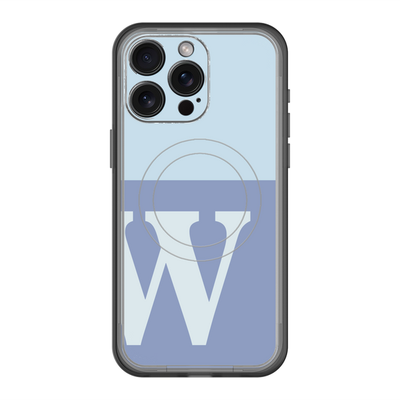 スリムプロテクションプレミアムケース with MagSafe［ オリジナル - initial two tone - W blue ］