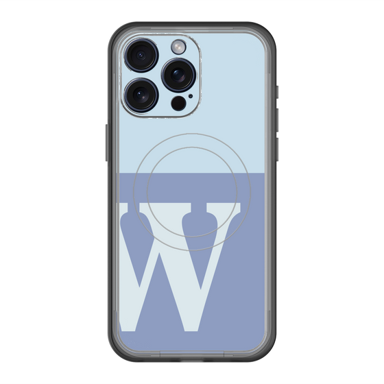 スリムプロテクションプレミアムケース with MagSafe［ オリジナル - initial two tone - W blue ］