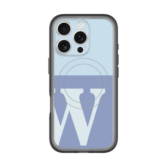 スリムプロテクションプレミアムケース with MagSafe［ オリジナル - initial two tone - W blue ］