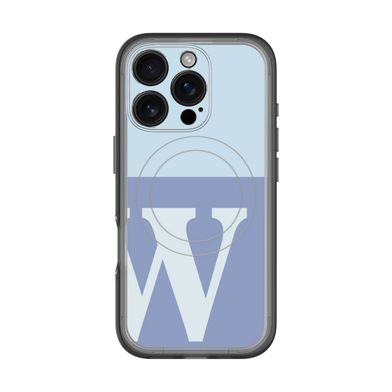 スリムプロテクションプレミアムケース with MagSafe［ オリジナル - initial two tone - W blue ］