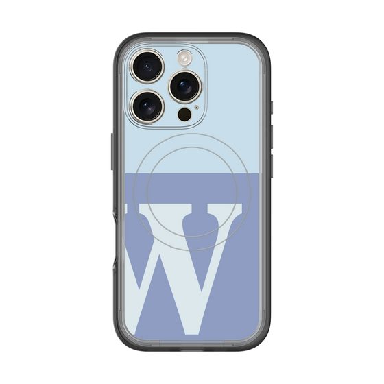 スリムプロテクションプレミアムケース with MagSafe［ オリジナル - initial two tone - W blue ］