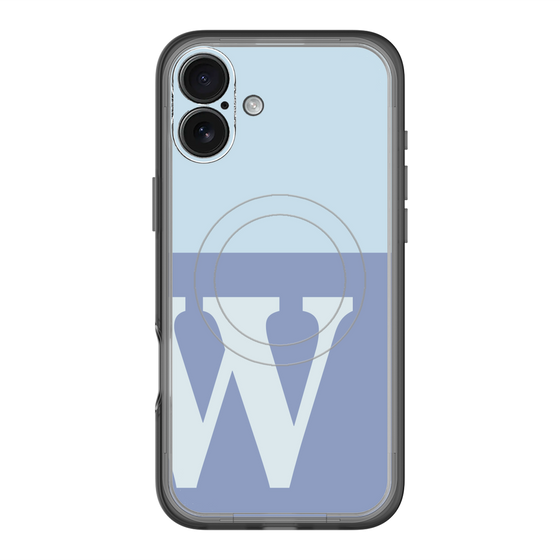 スリムプロテクションプレミアムケース with MagSafe［ オリジナル - initial two tone - W blue ］