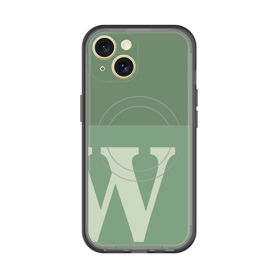スリムプロテクションプレミアムケース with MagSafe［ オリジナル - initial two tone - W green ］