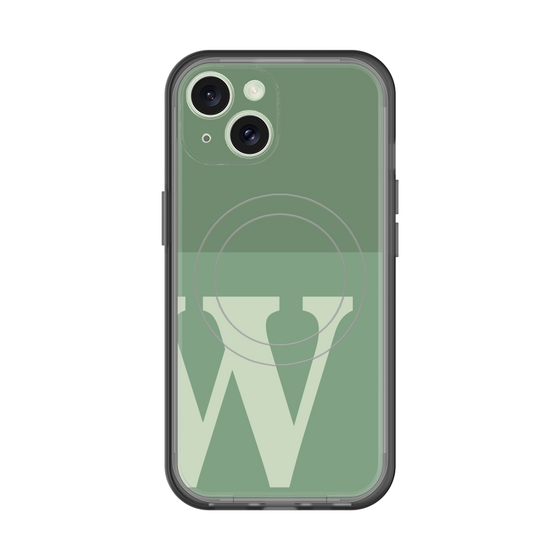 スリムプロテクションプレミアムケース with MagSafe［ オリジナル - initial two tone - W green ］