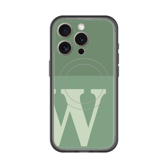 スリムプロテクションプレミアムケース with MagSafe［ オリジナル - initial two tone - W green ］