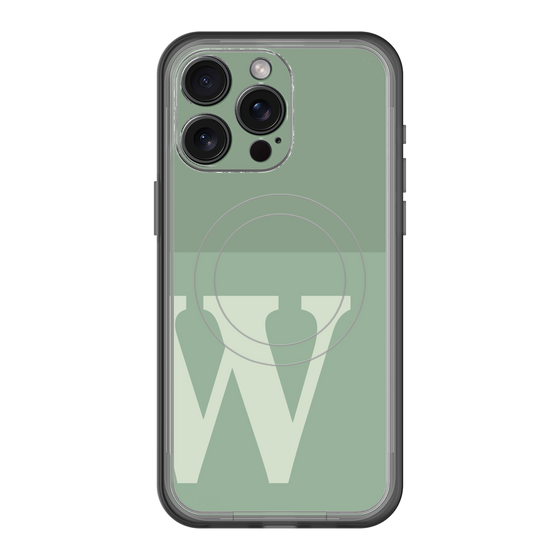 スリムプロテクションプレミアムケース with MagSafe［ オリジナル - initial two tone - W green ］