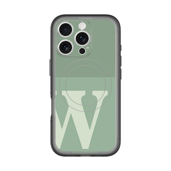スリムプロテクションプレミアムケース with MagSafe［ オリジナル - initial two tone - W green ］