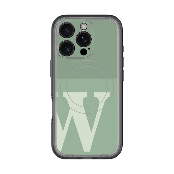 スリムプロテクションプレミアムケース with MagSafe［ オリジナル - initial two tone - W green ］