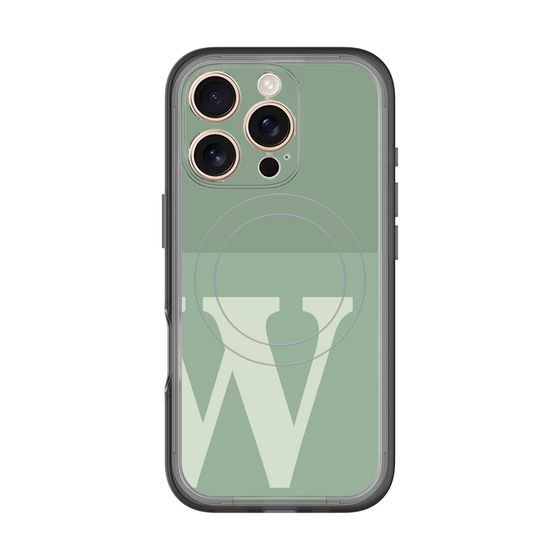 スリムプロテクションプレミアムケース with MagSafe［ オリジナル - initial two tone - W green ］
