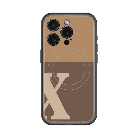 スリムプロテクションプレミアムケース with MagSafe［ オリジナル - initial two tone - X brown ］