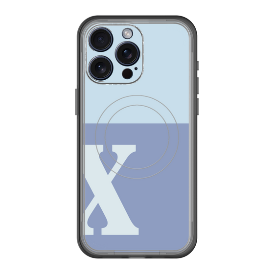 スリムプロテクションプレミアムケース with MagSafe［ オリジナル - initial two tone - X blue ］
