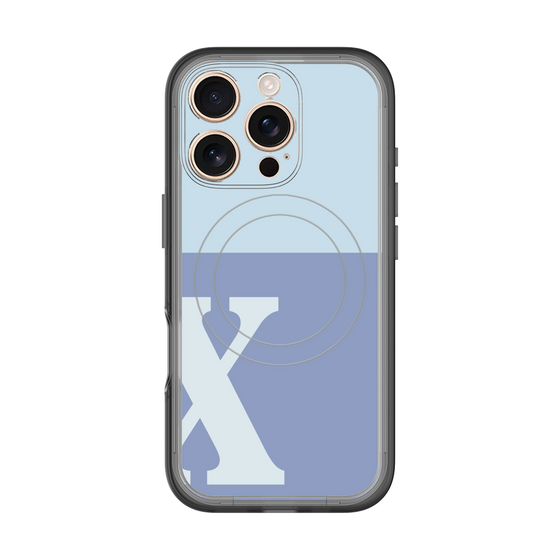 スリムプロテクションプレミアムケース with MagSafe［ オリジナル - initial two tone - X blue ］