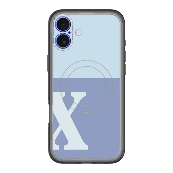 スリムプロテクションプレミアムケース with MagSafe［ オリジナル - initial two tone - X blue ］