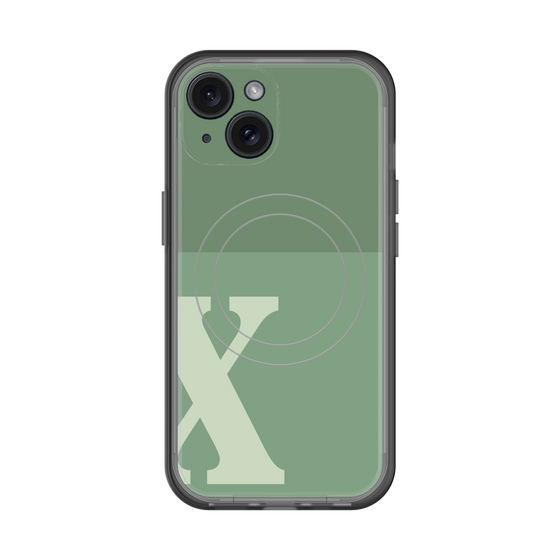 スリムプロテクションプレミアムケース with MagSafe［ オリジナル - initial two tone - X green ］