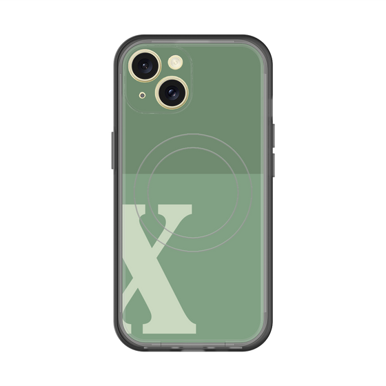 スリムプロテクションプレミアムケース with MagSafe［ オリジナル - initial two tone - X green ］