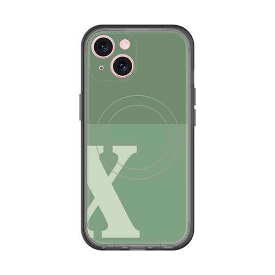 スリムプロテクションプレミアムケース with MagSafe［ オリジナル - initial two tone - X green ］