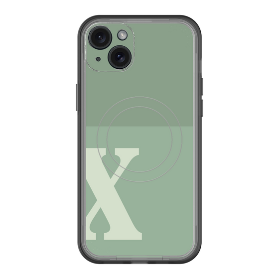 スリムプロテクションプレミアムケース with MagSafe［ オリジナル - initial two tone - X green ］
