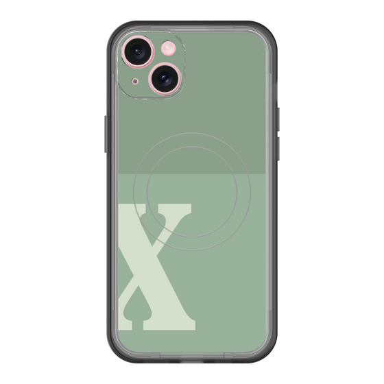 スリムプロテクションプレミアムケース with MagSafe［ オリジナル - initial two tone - X green ］