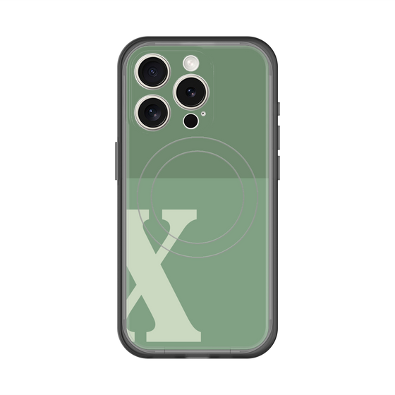 スリムプロテクションプレミアムケース with MagSafe［ オリジナル - initial two tone - X green ］
