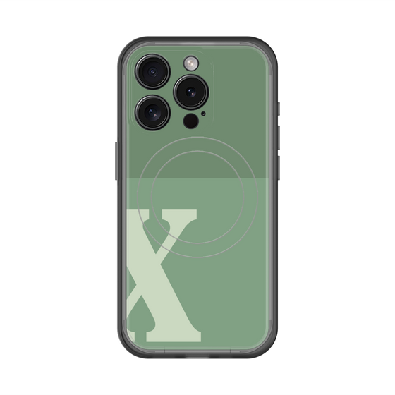 スリムプロテクションプレミアムケース with MagSafe［ オリジナル - initial two tone - X green ］