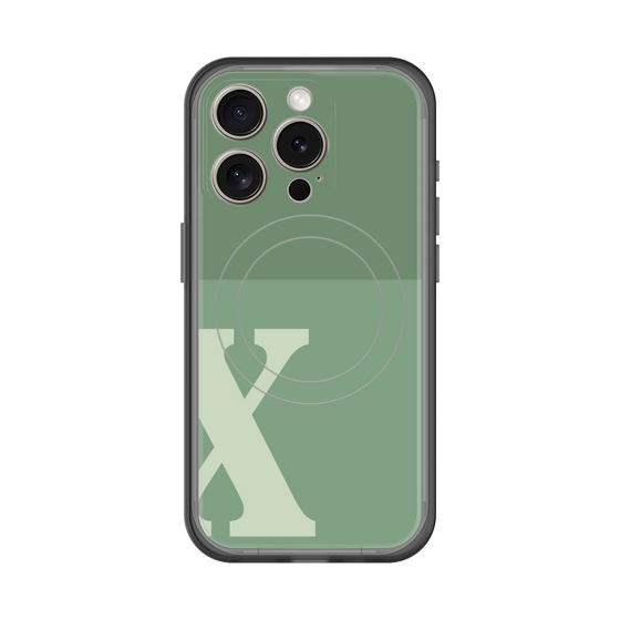 スリムプロテクションプレミアムケース with MagSafe［ オリジナル - initial two tone - X green ］