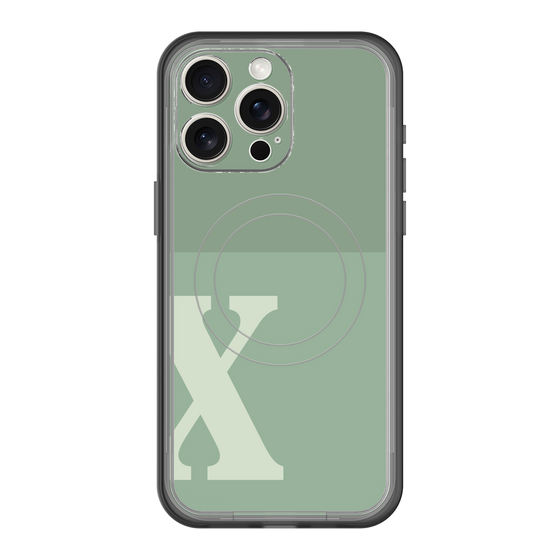 スリムプロテクションプレミアムケース with MagSafe［ オリジナル - initial two tone - X green ］
