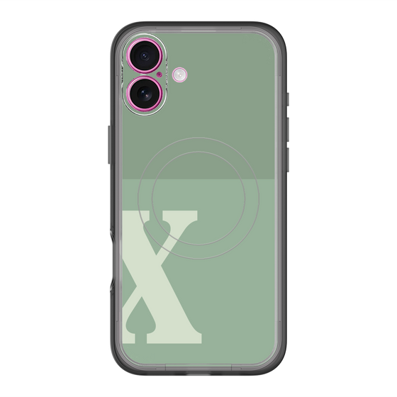 スリムプロテクションプレミアムケース with MagSafe［ オリジナル - initial two tone - X green ］