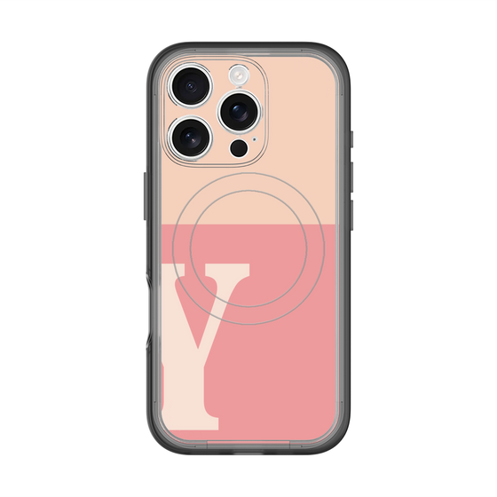 スリムプロテクションプレミアムケース with MagSafe［ オリジナル - initial two tone - Y pink ］