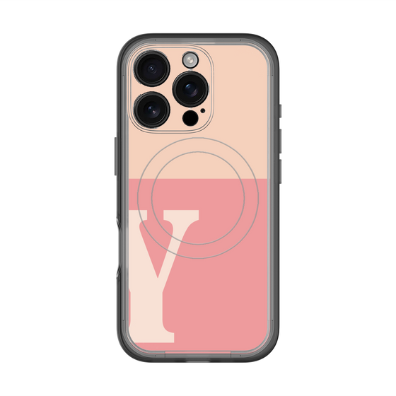 スリムプロテクションプレミアムケース with MagSafe［ オリジナル - initial two tone - Y pink ］