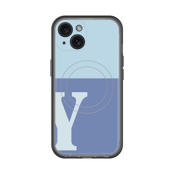 スリムプロテクションプレミアムケース with MagSafe［ オリジナル - initial two tone - Y blue ］