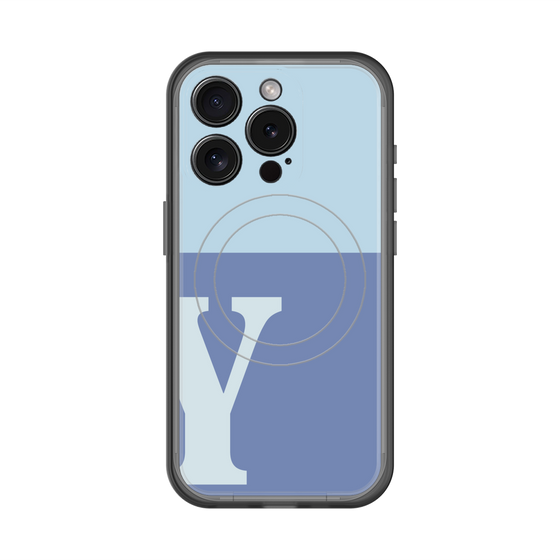 スリムプロテクションプレミアムケース with MagSafe［ オリジナル - initial two tone - Y blue ］