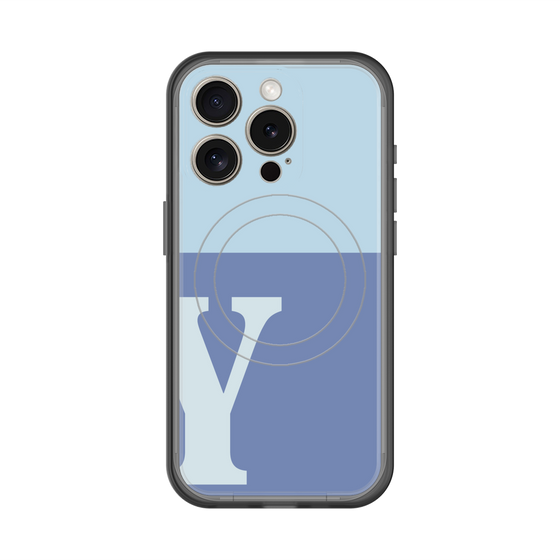 スリムプロテクションプレミアムケース with MagSafe［ オリジナル - initial two tone - Y blue ］