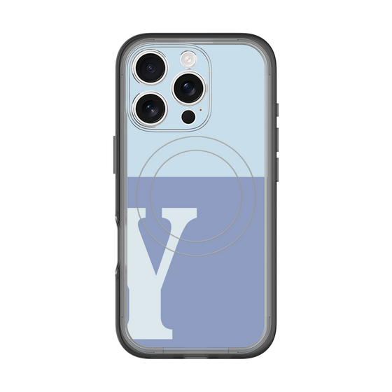 スリムプロテクションプレミアムケース with MagSafe［ オリジナル - initial two tone - Y blue ］
