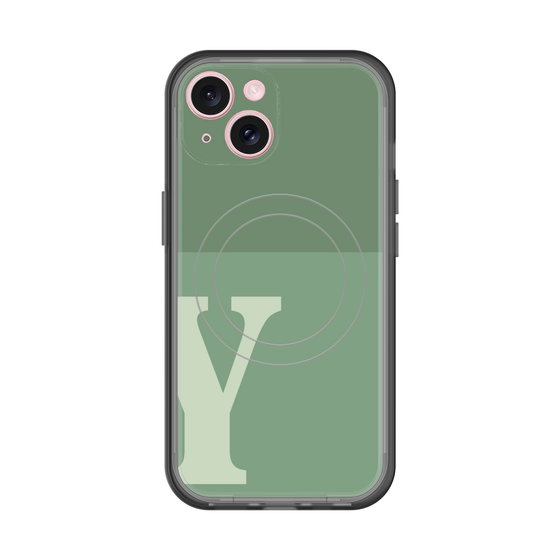 スリムプロテクションプレミアムケース with MagSafe［ オリジナル - initial two tone - Y green ］