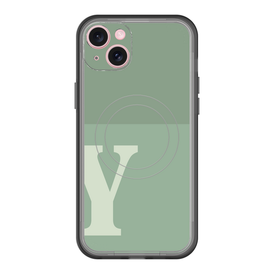 スリムプロテクションプレミアムケース with MagSafe［ オリジナル - initial two tone - Y green ］