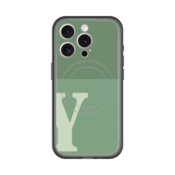 スリムプロテクションプレミアムケース with MagSafe［ オリジナル - initial two tone - Y green ］
