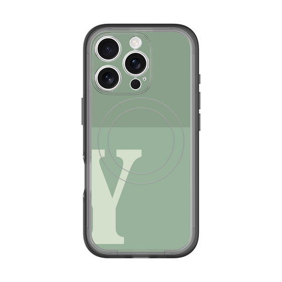スリムプロテクションプレミアムケース with MagSafe［ オリジナル - initial two tone - Y green ］