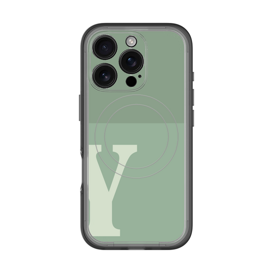 スリムプロテクションプレミアムケース with MagSafe［ オリジナル - initial two tone - Y green ］